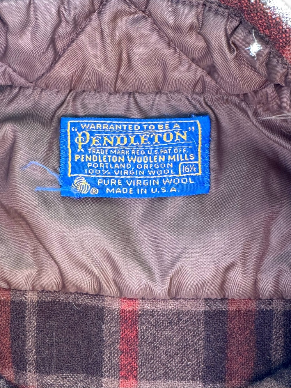 Vintage Pendleton Men's Brown & Orange Plaid Flannel Button Down Wool Shirt - Picture 5 of 12